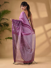 Load image into Gallery viewer, Purple Tissue Handwoven Saree With Texture Border
