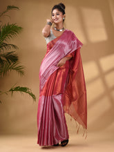 Load image into Gallery viewer, Pink Tissue Handwoven Soft Saree
