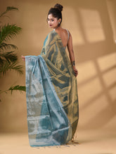 Load image into Gallery viewer, Teal And Gold Tissue Handwoven Soft Saree

