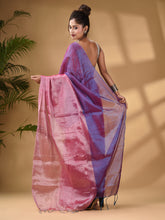 Load image into Gallery viewer, Blue And Pink Tissue Handwoven Soft Saree
