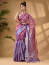 Load image into Gallery viewer, Light And Deep Purple Tissue Handwoven Soft Saree
