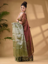 Load image into Gallery viewer, Sap Green Tissue Handwoven Soft Saree
