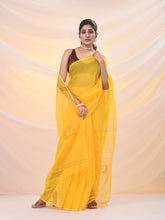 Load image into Gallery viewer, Yellow Cotton Blend Saree With Sequin Work
