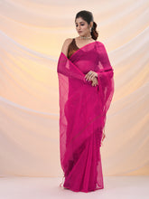 Load image into Gallery viewer, Pink Cotton Blend Saree With Sequin Work
