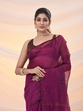 Load image into Gallery viewer, Magenta Cotton Blend Saree With Sequin Work
