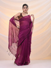Load image into Gallery viewer, Magenta Cotton Blend Saree With Sequin Work
