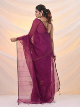 Load image into Gallery viewer, Magenta Cotton Blend Saree With Sequin Work
