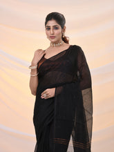 Load image into Gallery viewer, Black Cotton Blend Saree With Sequin Work
