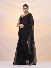 Load image into Gallery viewer, Black Cotton Blend Saree With Sequin Work
