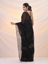 Load image into Gallery viewer, Black Cotton Blend Saree With Sequin Work
