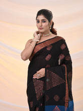 Load image into Gallery viewer, Black Cotton Blend Saree With Nakshi Designs
