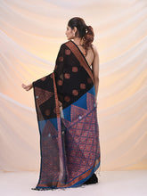 Load image into Gallery viewer, Black Cotton Blend Saree With Nakshi Designs
