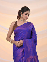 Load image into Gallery viewer, Blue Brocade Silk Saree With Zari Woven Designs
