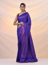 Load image into Gallery viewer, Blue Brocade Silk Saree With Zari Woven Designs
