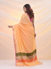 Load image into Gallery viewer, Yellow Silk Blend Soft Saree With Temple Zari Border
