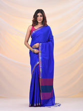 Load image into Gallery viewer, Blue Silk Blend Soft Saree With Temple Zari Border

