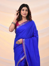 Load image into Gallery viewer, Blue Silk Blend Soft Saree With Temple Zari Border
