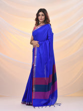 Load image into Gallery viewer, Blue Silk Blend Soft Saree With Temple Zari Border
