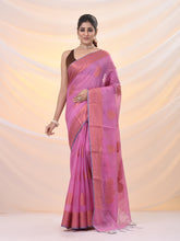 Load image into Gallery viewer, Pink Silk Blend Saree With Nakshi Zari Borders
