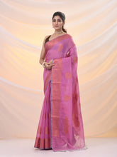Load image into Gallery viewer, Pink Silk Blend Saree With Nakshi Zari Borders
