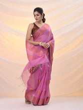 Load image into Gallery viewer, Pink Silk Blend Saree With Nakshi Zari Borders
