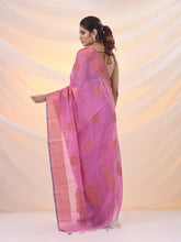 Load image into Gallery viewer, Pink Silk Blend Saree With Nakshi Zari Borders
