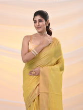 Load image into Gallery viewer, Yellow Silk Blend Soft Saree With Zari Borders
