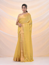 Load image into Gallery viewer, Yellow Silk Blend Soft Saree With Zari Borders
