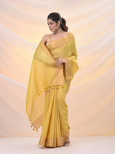 Load image into Gallery viewer, Yellow Silk Blend Soft Saree With Zari Borders
