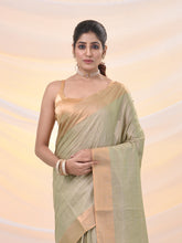 Load image into Gallery viewer, Beige Silk Blend Soft Saree With Zari Borders
