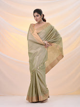 Load image into Gallery viewer, Beige Silk Blend Soft Saree With Zari Borders
