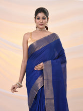 Load image into Gallery viewer, Blue Silk Blend Soft Saree With Zari Borders
