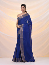 Load image into Gallery viewer, Blue Silk Blend Soft Saree With Zari Borders
