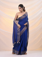 Load image into Gallery viewer, Blue Silk Blend Soft Saree With Zari Borders
