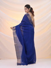 Load image into Gallery viewer, Blue Silk Blend Soft Saree With Zari Borders
