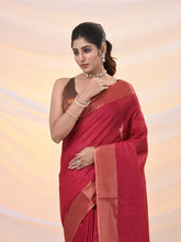 Load image into Gallery viewer, Magenta Silk Blend Soft Saree With Zari Borders
