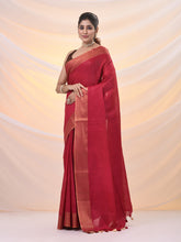 Load image into Gallery viewer, Magenta Silk Blend Soft Saree With Zari Borders
