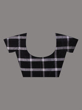 Load image into Gallery viewer, Grey And Black Cotton Handspun Soft Saree With Stripes Borders
