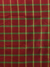 Load image into Gallery viewer, Green And Red Cotton Handspun Soft Saree With Stripes Borders
