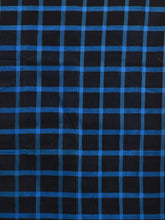 Load image into Gallery viewer, Blue And Black Cotton Handspun Soft Saree With Stripes Borders
