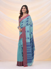 Load image into Gallery viewer, Sea Green Cotton Handspun Soft Saree With Woven Nakshi designs
