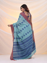 Load image into Gallery viewer, Sea Green Cotton Handspun Soft Saree With Woven Nakshi designs
