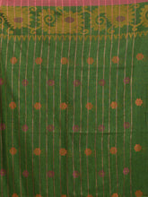 Load image into Gallery viewer, Green Cotton Handspun Saree With Woven Nakshi Borders
