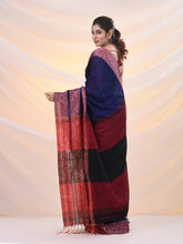 Load image into Gallery viewer, Blue Cotton Handspun Soft Saree With Woven Paisley Borders
