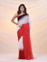 Load image into Gallery viewer, White Cotton Handspun Soft Saree With Ikkat designs
