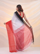 Load image into Gallery viewer, White Cotton Handspun Soft Saree With Ikkat designs

