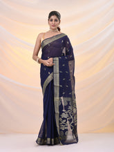 Load image into Gallery viewer, Blue Silk Cotton Jamdani Saree With Woven Designs
