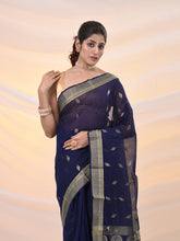 Load image into Gallery viewer, Blue Silk Cotton Jamdani Saree With Woven Designs

