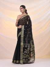 Load image into Gallery viewer, Black Silk Cotton Jamdani Saree With Woven Designs

