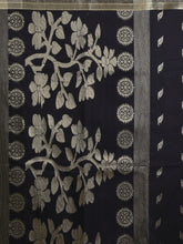 Load image into Gallery viewer, Black Silk Cotton Jamdani Saree With Woven Designs
